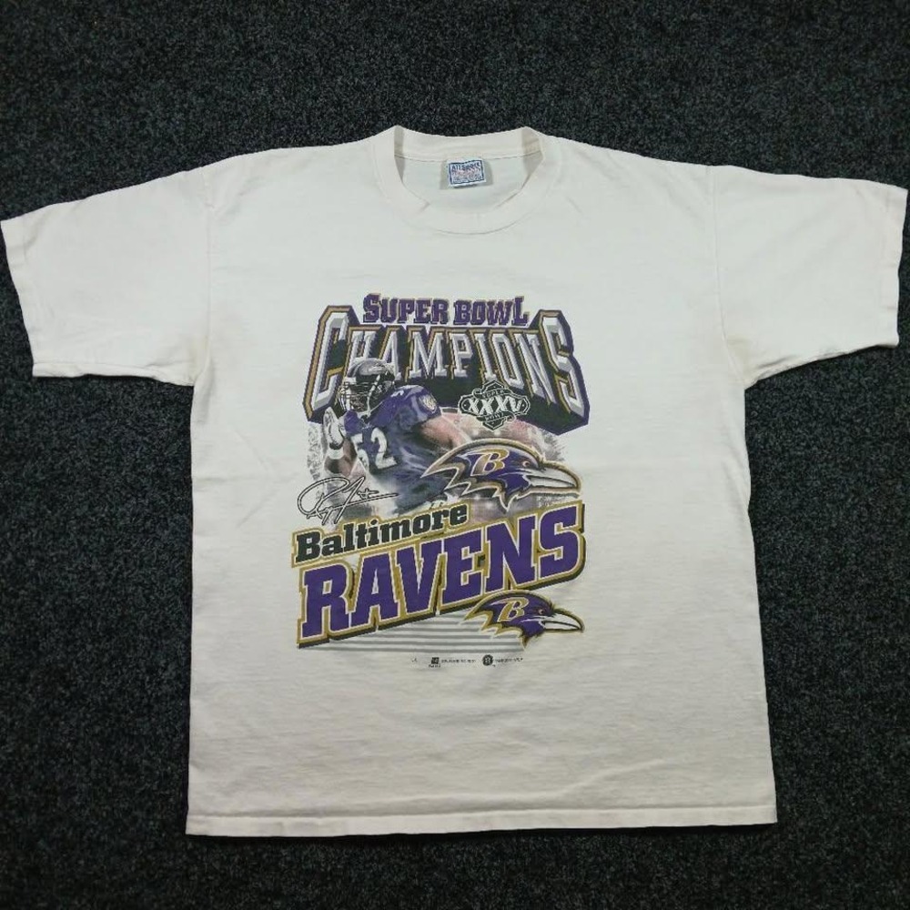 Vintage 2001 Baltimore Ravens Super Bowl XXXV Champions T-Shirt Ray Lewis XL